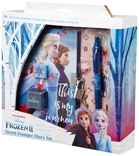 Disney Frozen 2 Diario Secreto para Niña Elsa Anna El Reino del Hielo, Diarios para Escribir, Libretas Bonitas Candado y Llaves, El Set Incluye Frozen Stickers bolígrafo Sello, Regalos para Niñas