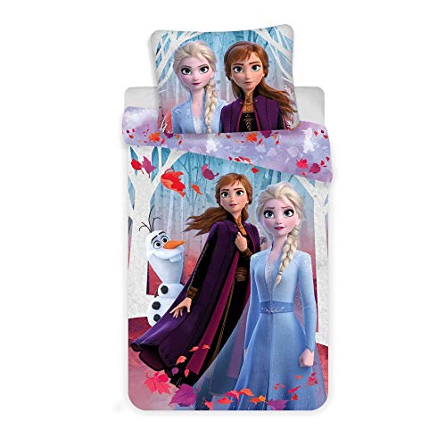 Disney Frozen 2 - Juego de funda nórdica y funda de almohada (140 x 200 cm + 70 x 90 cm)