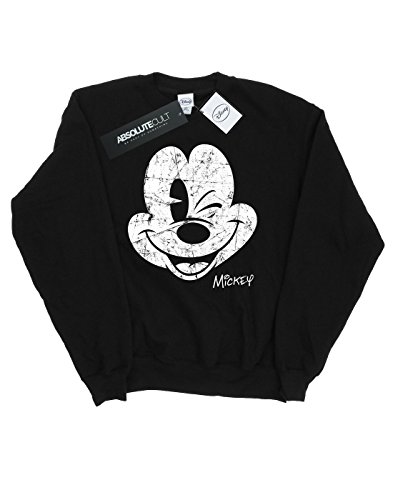 Disney Hombre Mickey Mouse Distressed Face Camisa De Entrenamiento Small Negro