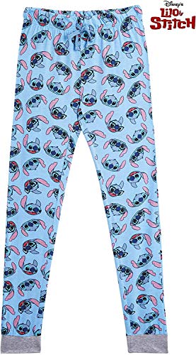 Disney Lilo y Stitch Pijama Mujer Invierno, Pijamas De 2 Piezas Camisetas Mujer Manga Larga Y Pantalón con Personaje Stitch, Ropa De Dormir Algodón Tallas 36-46, Regalos para Chicas (S)