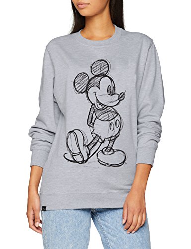 Disney Mickey Mouse Sketch Sweatshirt Sudadera, Gris, S para Mujer
