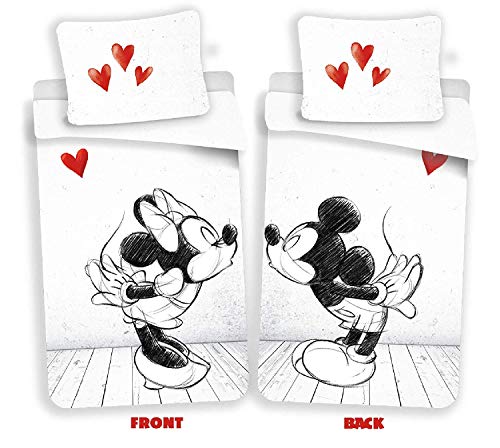 Disney Minnie et Mickey Love - Juego de cama (funda nórdica de algodón)