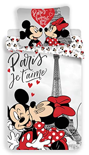 Disney Minnie et Mickey Paris Je t'aime Juego de cama – Funda nórdica de algodón