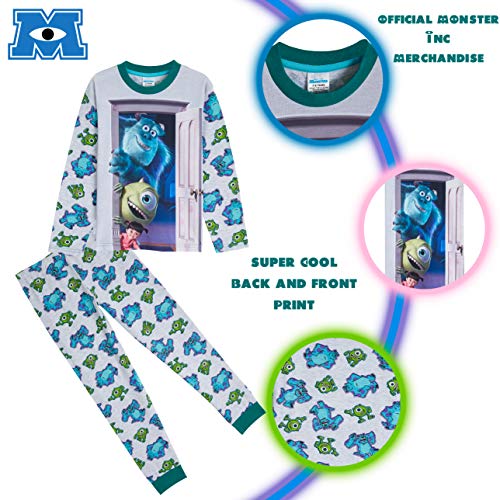 Disney Monsters Inc Pijama para niños, 2 piezas, conjunto de pijamas de algodón suave para niños con personajes Sully, Boo y Mike, regalos para niños y adolescentes de 2 a 14 años Gris gris 13-14 Años