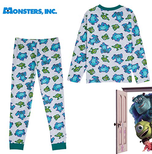 Disney Monsters Inc Pijama para niños, 2 piezas, conjunto de pijamas de algodón suave para niños con personajes Sully, Boo y Mike, regalos para niños y adolescentes de 2 a 14 años Gris gris 13-14 Años