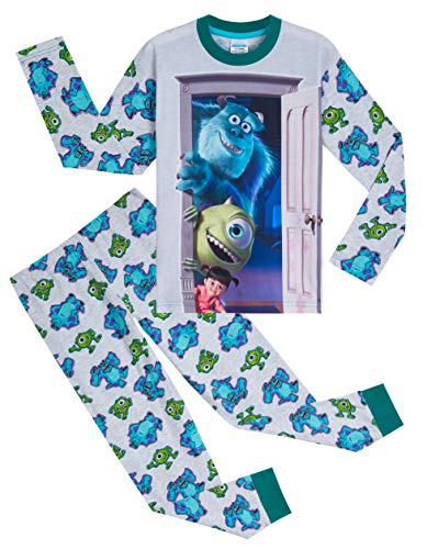 Disney Monsters Inc Pijama para niños, 2 piezas, conjunto de pijamas de algodón suave para niños con personajes Sully, Boo y Mike, regalos para niños y adolescentes de 2 a 14 años Gris gris 13-14 Años