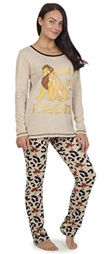 Disney Pijama Rey León para Mujer, Pijama Mujer, Pijama De 2 Piezas con Manga Larga Y Leggings con Estampado Animal, Ropa De Dormir De Algodón, Ropa De Salón Disponible En Talla 36 A 46 (36/38)