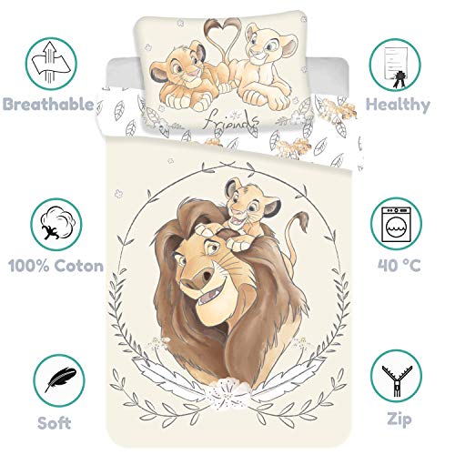 Disney Rey León Simba Mufasa Baby ropa de cama almohada 100% algodón 100 x 135 cm