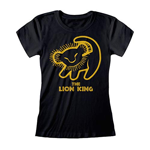 Disney The Lion King Simba Silueta de Las Mujeres Camiseta Cabida Negro XL | S-XXL, señoras de la Manera apropiada Delgada Superior, Regalos de cumpleaños, mamá Regalo Hija de la Hermana Idea