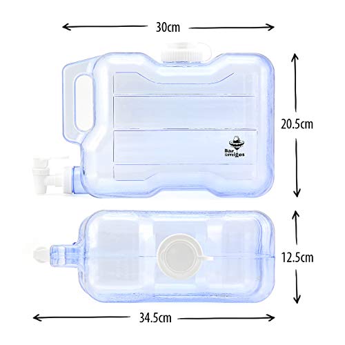 Dispensador de agua con grifo Bar Amigos de plástico PETG para frigorífico. Depósito para bebidas rellenable ideal para oficina, acampada, zumos y cócteles