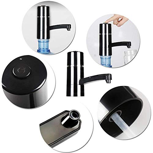 Dispensador de Bomba de Agua Recargable Dispensador Inalámbrico Eléctrico USB para Hogar y Oficina (Negro)