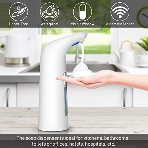 Dispensador de jabón automático, 400ML Dispensador de Jabón sin contacto, Dispensador de Jabón espuma eléctrico, Dispensador de Jabón sensor de movimiento inteligente para Baño,Cocina,Oficina,Hotel