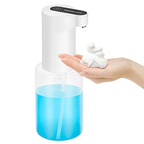 Dispensador de Jabón Manos Automático, 350ml Dispensador de Espuma Jabón Manos sin Contacto Dispensador de Jabon Liquido con Sensor de Infrarrojo para Baño Cocina Hogar, Blanco