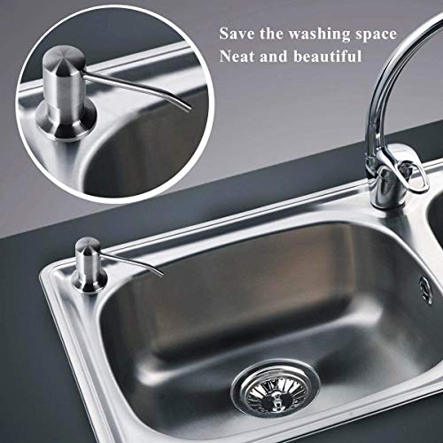 Dispensador de Jabón Manos para Cocina /Fregadero /encimera Ahorra Espacio Dosificador Jabon Cocina de Acero Inoxidable Botella de Plástico 500ML