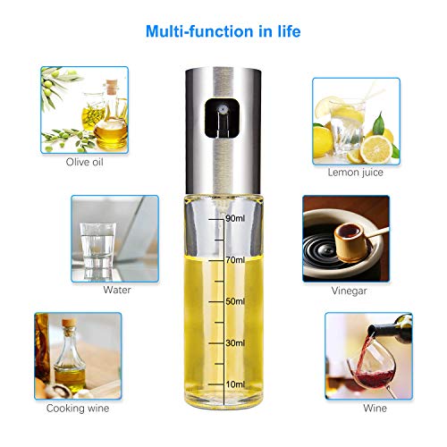 Dispensador de Pulverizador De Aceite iTrunk Incluso Rociando Pulverizador de Botella de Aceite Vidrio de Grado Alimenticio Recargable Botella de Rociador de Aceite de Oliva para Cocinar