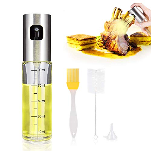 Dispensador de Pulverizador De Aceite iTrunk Incluso Rociando Pulverizador de Botella de Aceite Vidrio de Grado Alimenticio Recargable Botella de Rociador de Aceite de Oliva para Cocinar