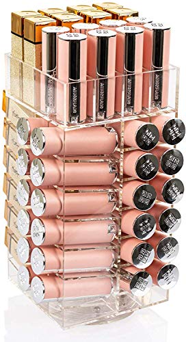 Display4top Pintalabios Organizador De Cosméticos Soporte De Almacenamiento Torre 360-Degree Rotating 64 Lipstick Tower Organizer con separadores extraíbles