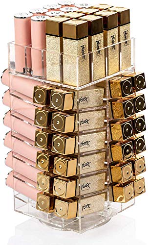 Display4top Pintalabios Organizador De Cosméticos Soporte De Almacenamiento Torre 360-Degree Rotating 64 Lipstick Tower Organizer con separadores extraíbles