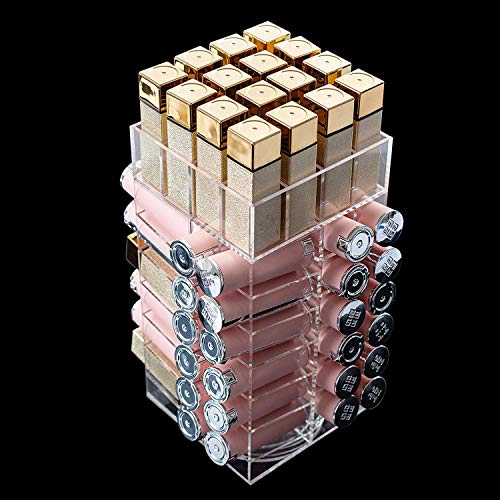 Display4top Pintalabios Organizador De Cosméticos Soporte De Almacenamiento Torre 360-Degree Rotating 64 Lipstick Tower Organizer con separadores extraíbles
