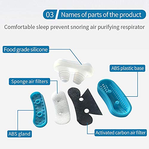 Dispositivo antirronquidos de silicona Dilatadores nasales Deje de roncar Clip para la nariz Purificador de aire Dispositivos de ayuda para la apnea Masajeador para dormir Azul