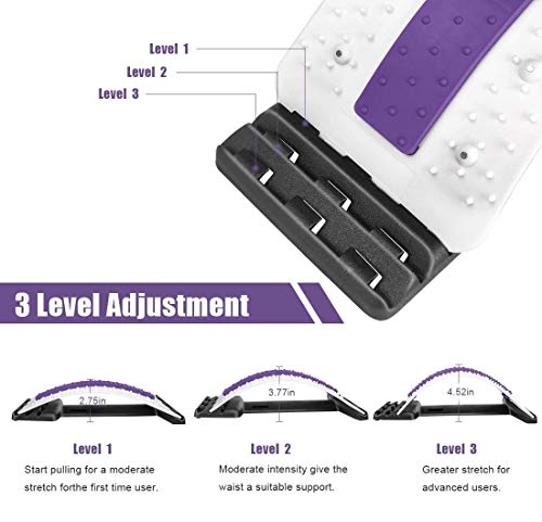 Dispositivo de soporte lumbar Camilla Masajeador de Columna Lumbar Equipo para Aliviar el Dolor Espinal Masajeador de Espalda (blanco púrpura)