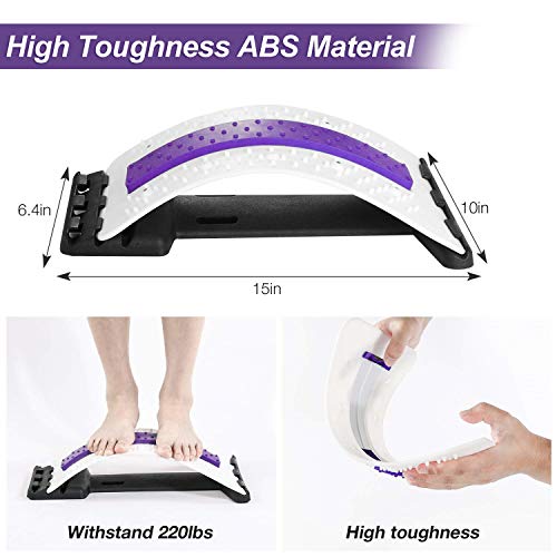 Dispositivo de soporte lumbar Camilla Masajeador de Columna Lumbar Equipo para Aliviar el Dolor Espinal Masajeador de Espalda (blanco púrpura)