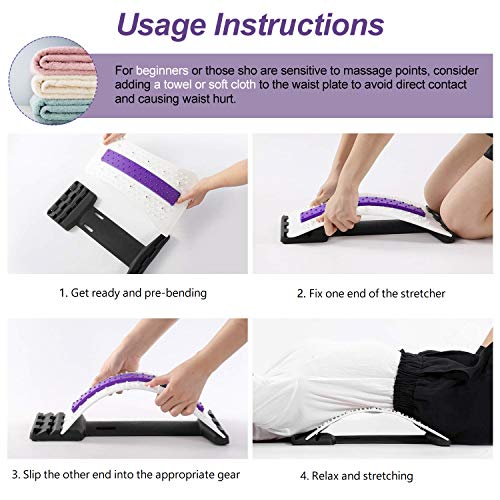 Dispositivo de soporte lumbar Camilla Masajeador de Columna Lumbar Equipo para Aliviar el Dolor Espinal Masajeador de Espalda (blanco púrpura)