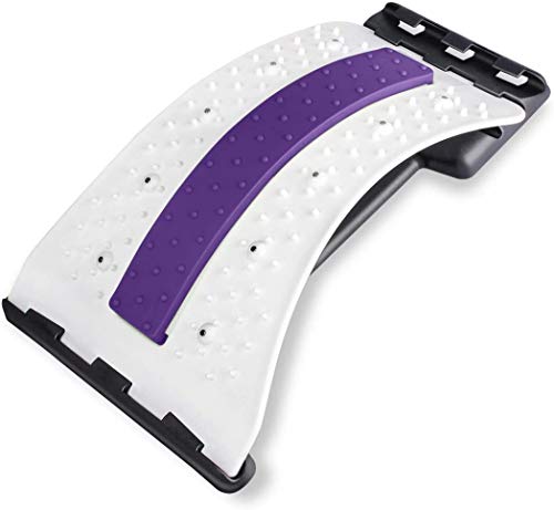 Dispositivo de soporte lumbar Camilla Masajeador de Columna Lumbar Equipo para Aliviar el Dolor Espinal Masajeador de Espalda (blanco púrpura)