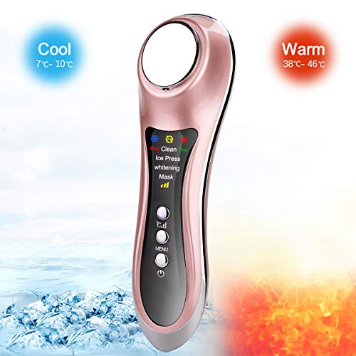 Dispositivo de tonificación mediante vibraciones, para la cara, con efecto frío y calor, masajeador facial RF, con iones de 7 °, 46 °, blanquea la piel, elimina arrugas y ojeras