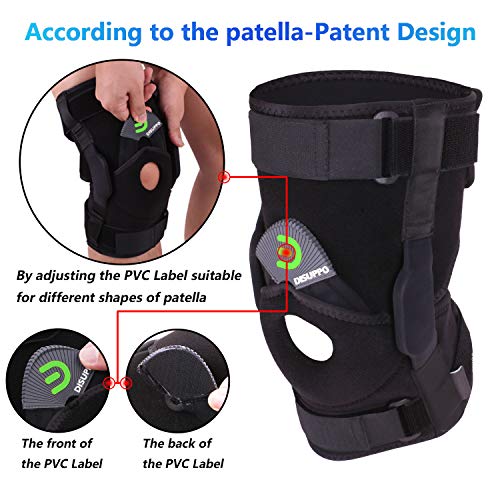DISUPPO Rodillera Deportiva, Profesional Rodillera con Bisagras, Sujeción Ajustable de Velcro Apto para Deportistas Lesionados Esguinces, Artritis, Desgarros del Menisco, Lesiones Ligamentosas