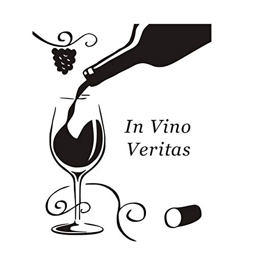 Diy decoración del hogar negro en vino Veritas botella de copa de vino Floral vid etiqueta de la pared baño cocina refrigerador decorativo 58 * 70cm