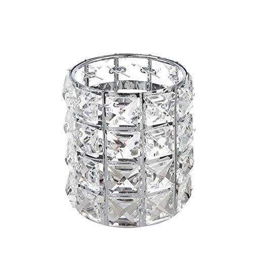 DIYARTS Organizador de Brochas de Maquillaje, Organizador de Brochas de Maquillaje Soporte para Mujer, Diseño de Cristal (Plata)