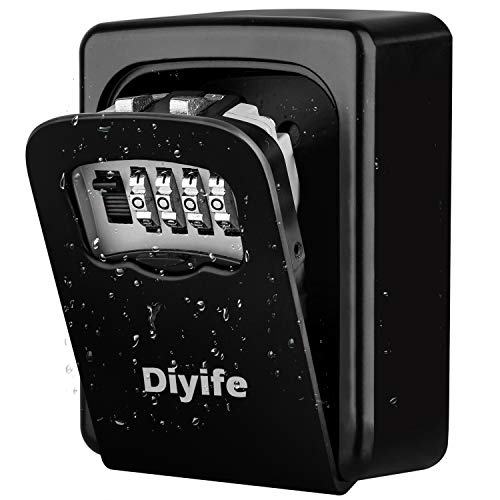 Diyife Caja Fuerte para Llaves, [Versión actualizada] [Montado en la pared] Llave combinada Caja de bloqueo de almacenamiento seguro para el hogar Garaje Escuela Llaves de repuesto de la casa