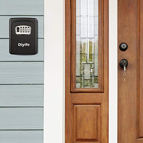Diyife Caja Fuerte para Llaves, [Versión actualizada] [Montado en la pared] Llave combinada Caja de bloqueo de almacenamiento seguro para el hogar Garaje Escuela Llaves de repuesto de la casa