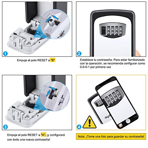 Diyife Caja Fuerte Para Llaves, [Versión Actualizada] [Montado En La pared] Llave combinada Caja De Bloqueo De Almacenamiento Seguro Para Hogar Garaje Escuela Repuesto Llaves De Casa.