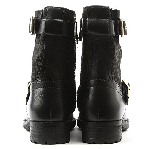 DKNY Bota De Motorista De Naomi Cuero Negro Patrimonio Logo 38.5 Black Leather