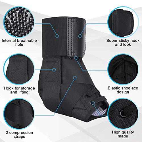DOACT Tobilleras Deportivas Ajustable de Compresión Estabilizadora con Laterales Fijación Auxiliar para la Recuperación de Lesiones, Artritis, Tendinitis, 1 Pieza y 2 Medias de Compresión Elásticas