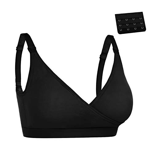 Doaraha Sujetadores de Lactancia Premamá para Mujer Sujetador de Maternidad Bra Bralette sin Costuras Sostén Embarazada con Almohadillas Prevención Derrames Removibles (Negro, XL)