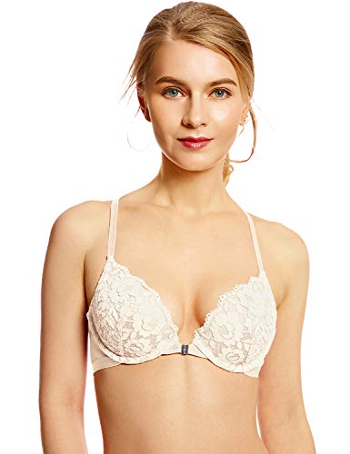 DOBREVA Sujetador Encaje Push Up Cierre Delantero con Aros para Mujer Marfil 95B