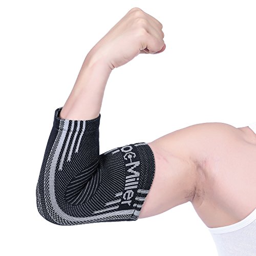 Doc Miller El Codo de la Manga 1 par la Ayuda del Apoyo para el Golf Codo de tenista Artritis Tendinitis Después del Ejercicio Aumenta la Circulación Alivia la Hinchazón X-Large Gris