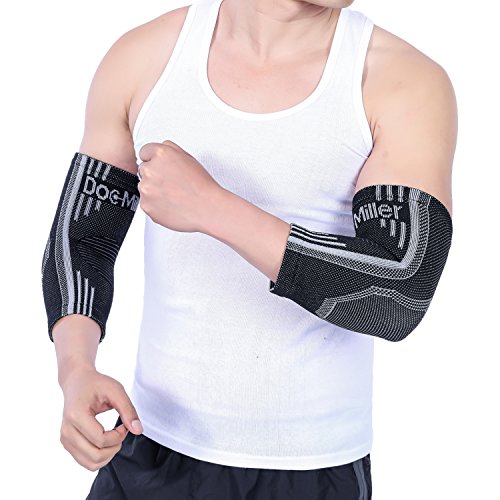 Doc Miller El Codo de la Manga 1 par la Ayuda del Apoyo para el Golf Codo de tenista Artritis Tendinitis Después del Ejercicio Aumenta la Circulación Alivia la Hinchazón X-Large Gris