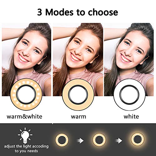 Docooler Luz de Anillo LED Regulable con Soporte 3-Colors 360 Rotary USB Powered Streaming Light para Vlogging Youtube Video Shooting Maquillaje Selfie