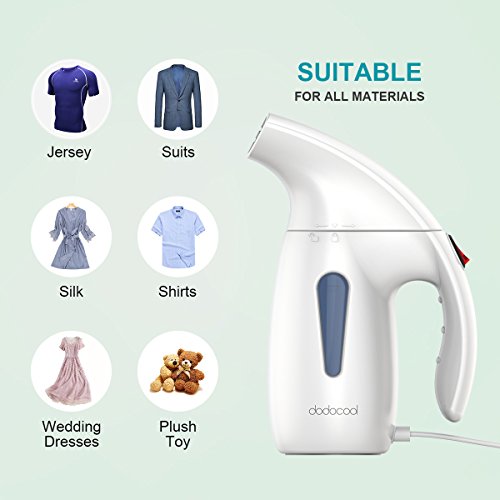 dodocool Plancha Vertical Vapor,Plancha Vertical Viaje, Steamer Portatil, Plancha de Mano Eliminación Rápida de Calor y Arrugas, Diseño de Baffle Prevenir Escupe Agua, Hogar y Viajes,180ml