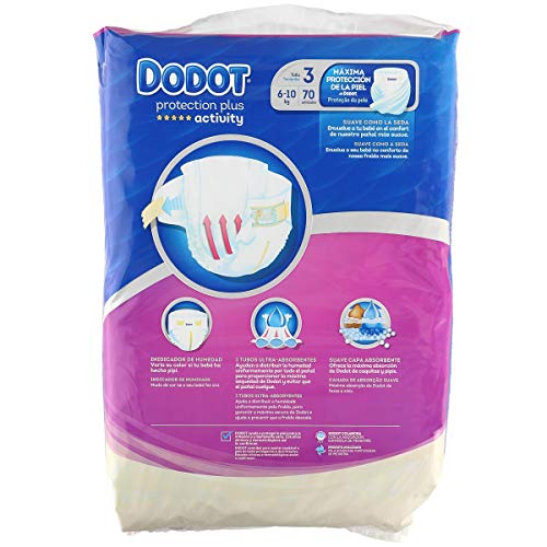 DODOT Activity pañales 5-10 kgs talla 3 paquete 70 uds