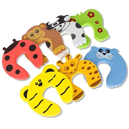 DoGeek Tope Puerta 7 Piezas Protector Puertas Seguridad Bebé Espuma Tapones Diseños de Animales Protector de Puertas Seguridad Puerta Dedos para Bebé