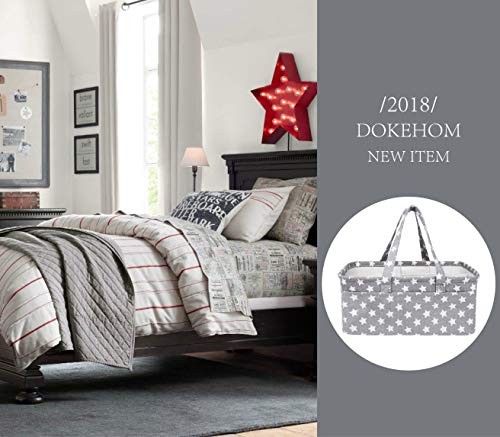 DOKEHOM Organizador de pañales para bebé, Organizador de pañales Multifuncional, Cesta de Almacenamiento de pañales con Compartimentos extraíbles (Gris Star, L)