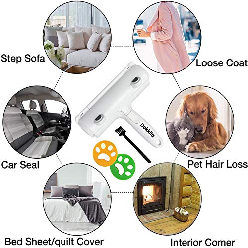 Dokkita Quitapelos y Rodillos para Mascotas, Cepillo de Limpieza Removedor de Pelaje para Perro y Gato + 2 Lavadoras de Pelo Reutilizables Lavadora, Mágico Depilación Eliminador de Pelo para Animales