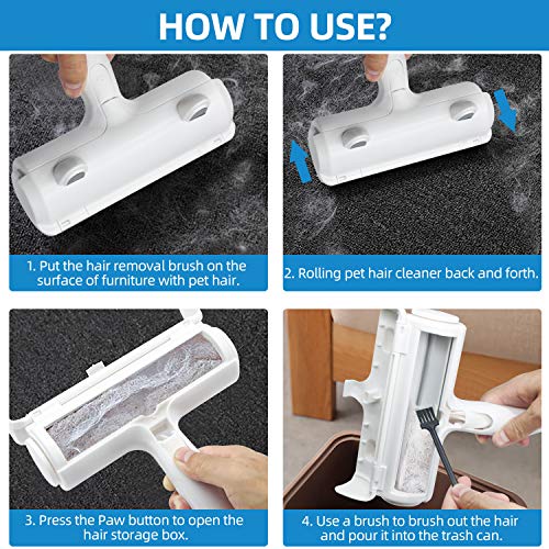 Dokkita Quitapelos y Rodillos para Mascotas, Cepillo de Limpieza Removedor de Pelaje para Perro y Gato + 4 Etiquetas de Identificación de Mascotas, Mágico Depilación Eliminador de Pelo para Animales