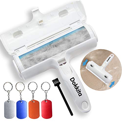 Dokkita Quitapelos y Rodillos para Mascotas, Cepillo de Limpieza Removedor de Pelaje para Perro y Gato + 4 Etiquetas de Identificación de Mascotas, Mágico Depilación Eliminador de Pelo para Animales
