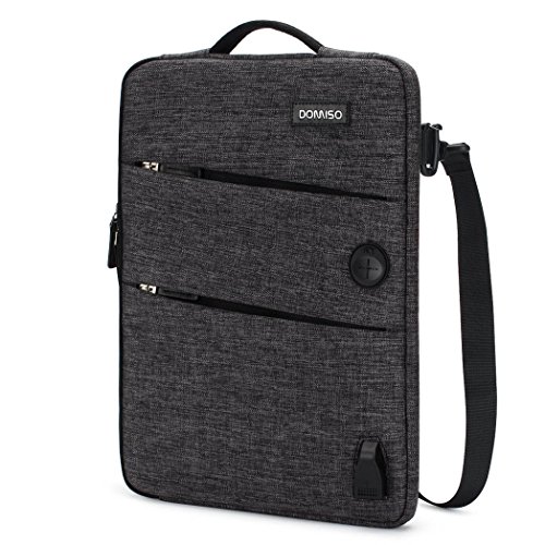 DOMISO 13-13,3 Pulgadas Funda Protectora con Puerto de Carga USB 3ways Bolso Bandolera para Ordenador Portátil / Tablet / Apple MacBook Pro Retina / Asus / HP / Lenovo / Primux / Acer / MSI , Negro